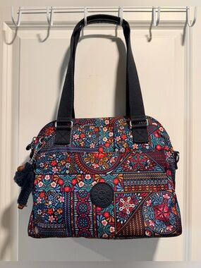 Kipling Boho Floral Mandala Print Multi-Pocket Nylon Shoulder Handbag